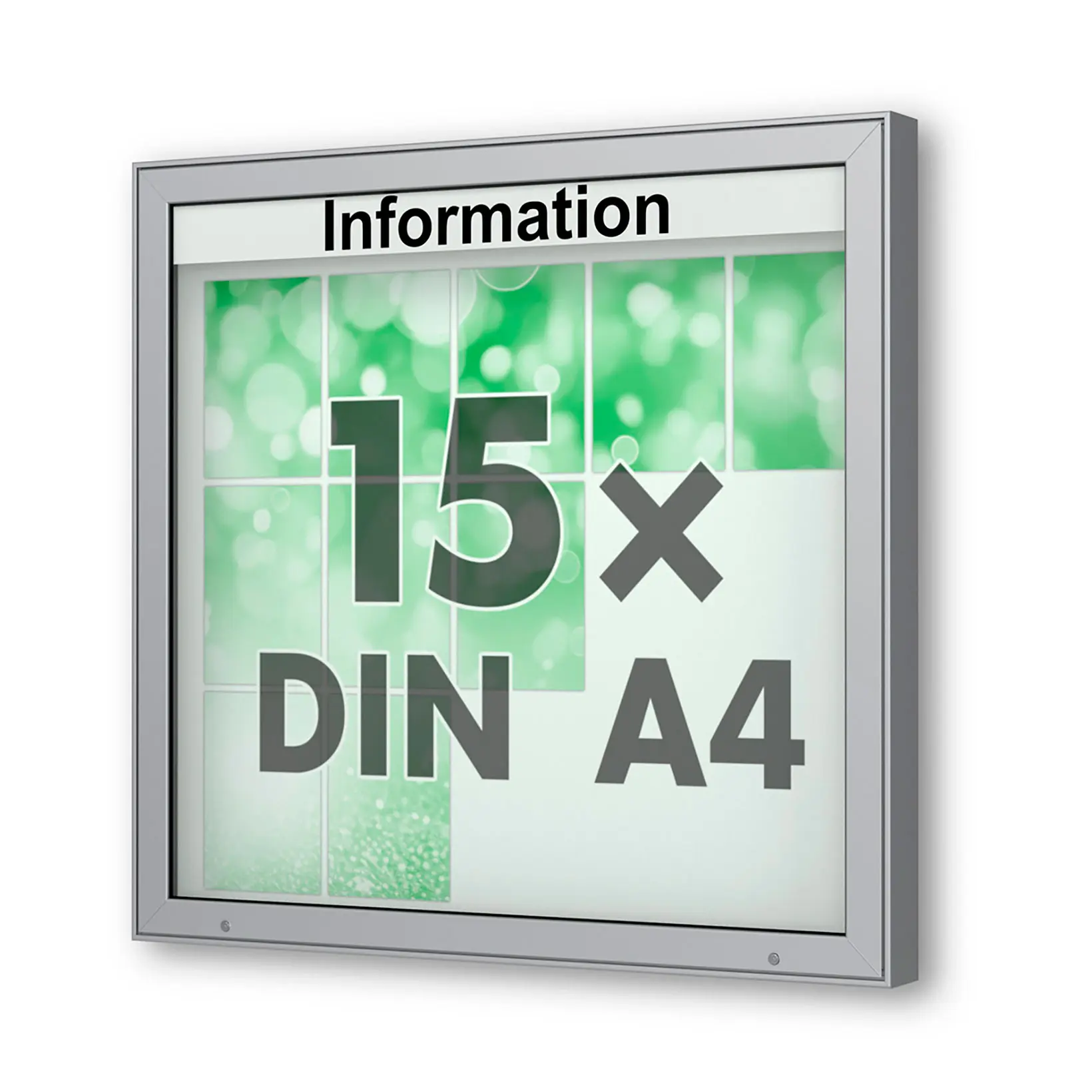 15 x DIN A4 Schaukasten Plenum eckig - der "Klassiker" - 100mm Bautiefe - Wandschaukasten mit optionaler LED-Beleuchtung